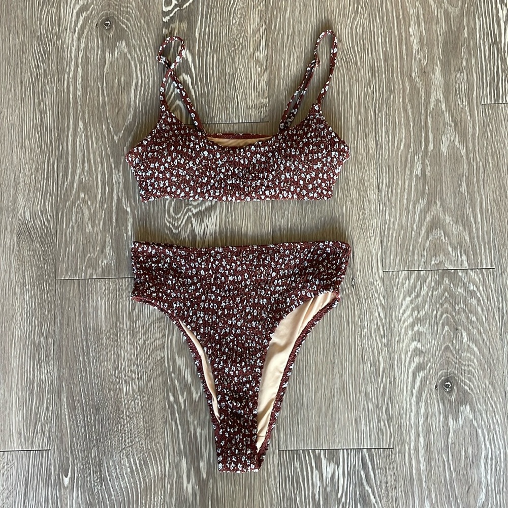 Cotton:On Body Brown Ditsy Floral Bikini Set
